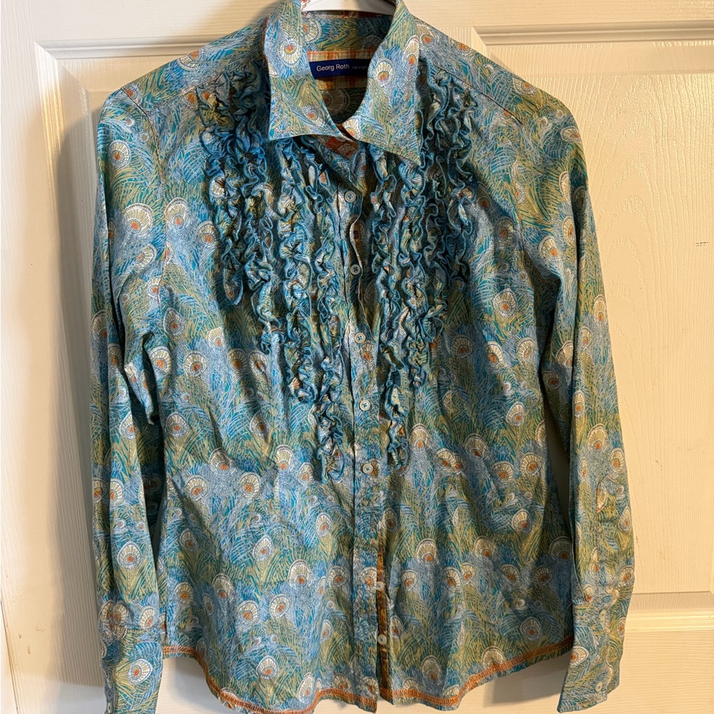 George Women's Blue Patterned Blouse - Picture 1 of 3